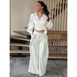 Blouse cache-cœur Avelyne - Crème