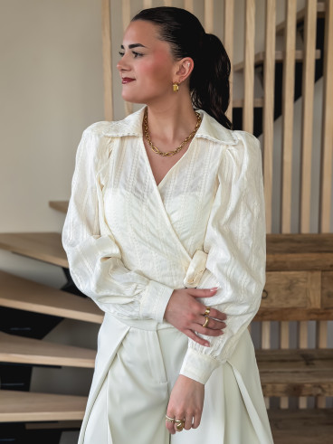 Blouse cache-cœur Avelyne - Crème Blouse cache-cœur Avelyne - Crème
