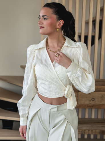 Blouse cache-cœur Avelyne - Crème Blouse cache-cœur Avelyne - Crème