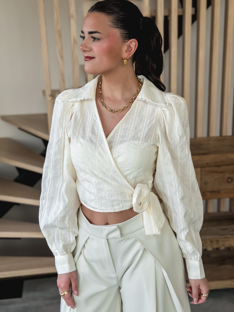 Blouse cache-cœur Avelyne - Crème Blouse cache-cœur Avelyne - Crème
