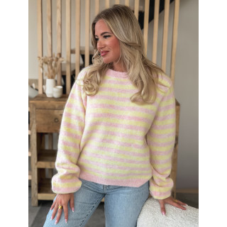 Pull ligné Gretel - Rose/Jaune