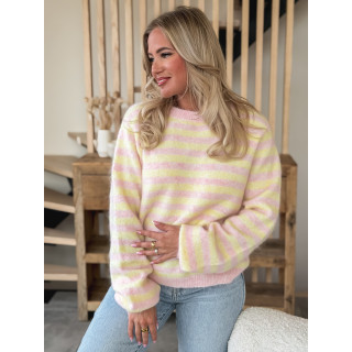 Pull ligné Gretel - Rose/Jaune