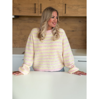 Pull ligné Gretel - Rose/Jaune
