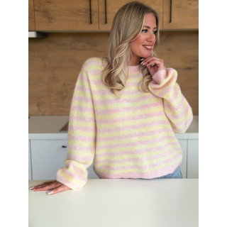 Pull ligné Gretel - Rose/Jaune
