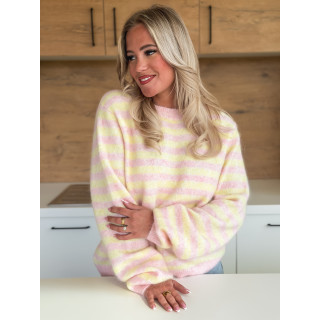 Pull ligné Gretel - Rose/Jaune