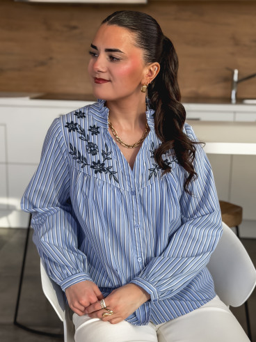 Chemise lignée Elona - Bleu Chemise lignée Elona - Bleu