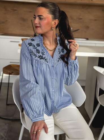 Chemise lignée Elona - Bleu Chemise lignée Elona - Bleu