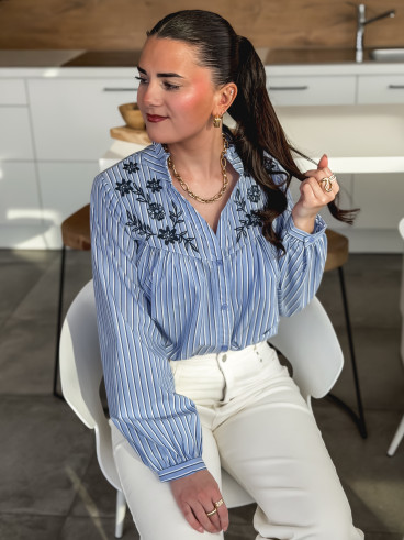 Chemise lignée Elona - Bleu