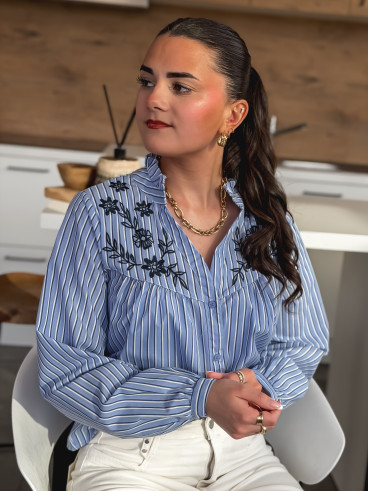 Chemise lignée Elona - Bleu Chemise lignée Elona - Bleu