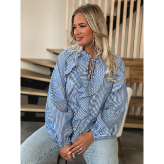 Chemisier ligné Omaya - Bleu