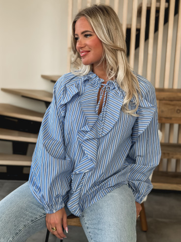 Chemisier ligné Omaya - Bleu Chemisier ligné Omaya - Bleu