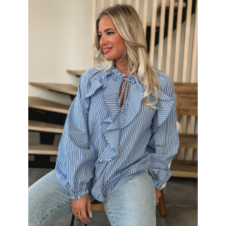 Chemisier ligné Omaya - Bleu