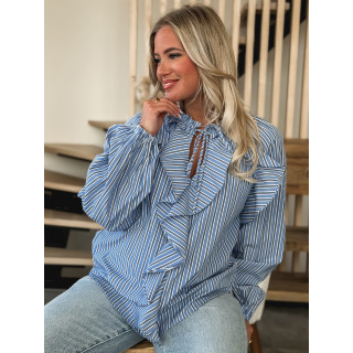 Chemisier ligné Omaya - Bleu