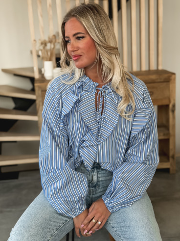 Chemisier ligné Omaya - Bleu Chemisier ligné Omaya - Bleu