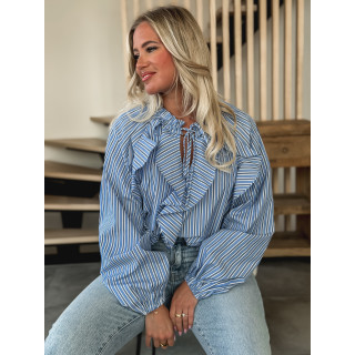 Chemisier ligné Omaya - Bleu