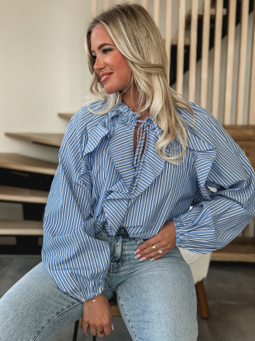 Chemisier ligné Omaya - Bleu Chemisier ligné Omaya - Bleu