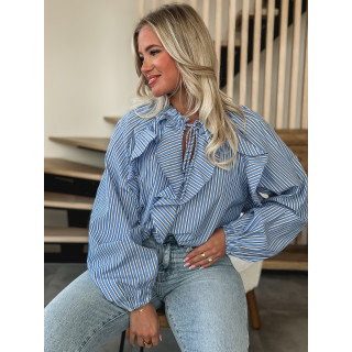 Chemisier ligné Omaya - Bleu