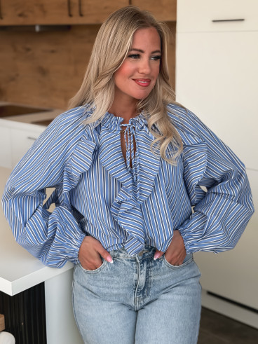 Chemisier ligné Omaya - Bleu Chemisier ligné Omaya - Bleu