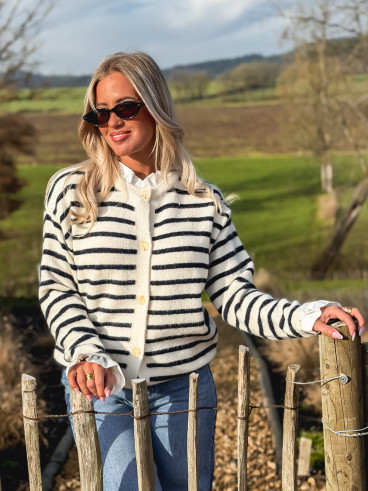 Gilet Ligné Malizia - Ecru