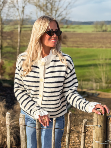 Gilet Ligné Malizia - Ecru Gilet Ligné Malizia - Ecru