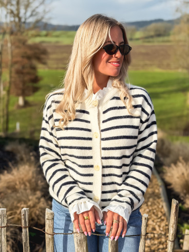 Gilet Ligné Malizia - Ecru Gilet Ligné Malizia - Ecru