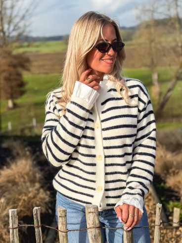 Gilet Ligné Malizia - Ecru Gilet Ligné Malizia - Ecru