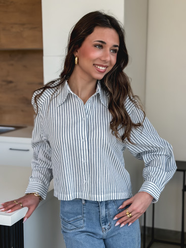 Crop chemise Siena - Bleu/blanc