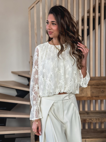 Blouse en dentelle Bérénice - Crème Blouse en dentelle Bérénice - Crème
