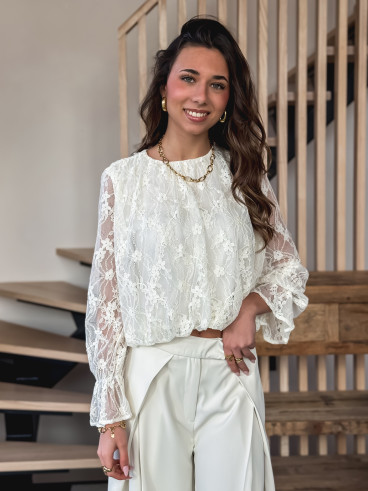 Blouse en dentelle Bérénice - Crème