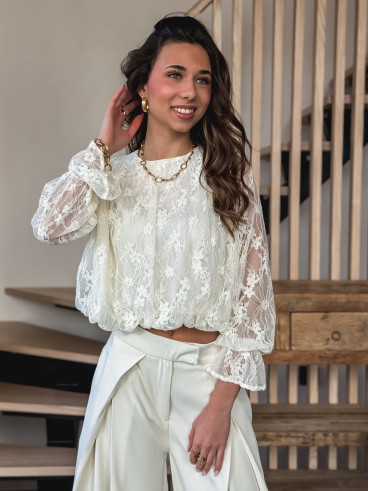 Blouse en dentelle Bérénice - Crème