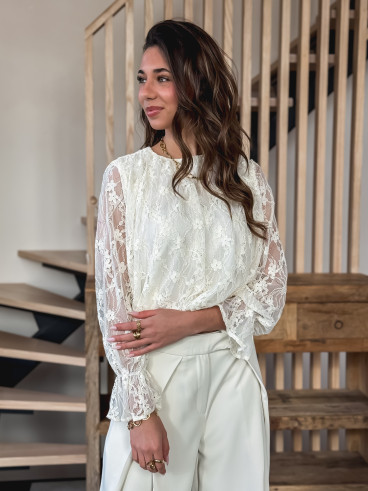 Blouse en dentelle Bérénice - Crème Blouse en dentelle Bérénice - Crème