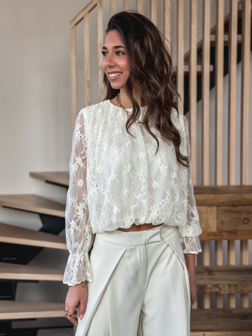 Blouse en dentelle Bérénice - Crème Blouse en dentelle Bérénice - Crème