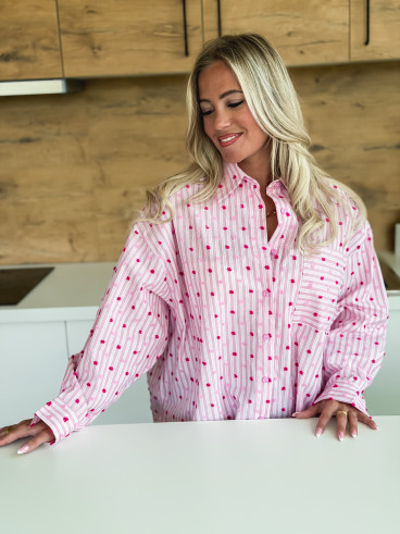 Chemise lignée Alméria - Rose