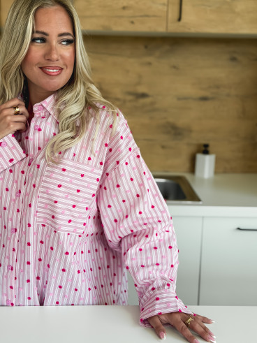 Chemise lignée Alméria - Rose