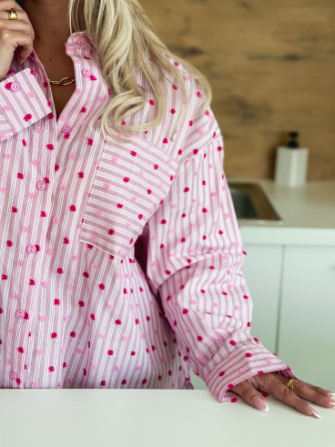 Chemise lignée Alméria - Rose
