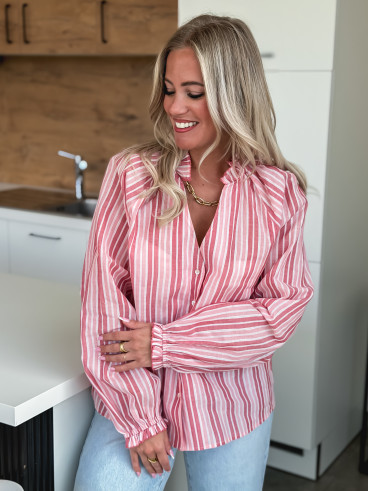 Chemise lignée Fénella - Rose