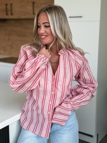 Chemise lignée Fénella - Rose