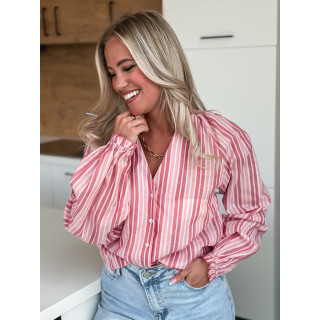 Chemise lignée Fénella - Rose