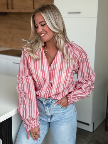 Chemise lignée Fénella - Rose