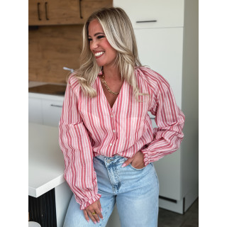 Chemise lignée Fénella - Rose