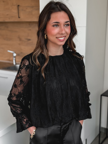 Blouse en dentelle Bérénice - Noir