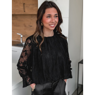 Blouse en dentelle Bérénice - Noir