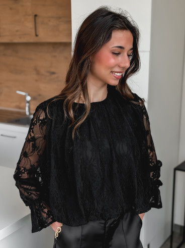 Blouse en dentelle Bérénice - Noir