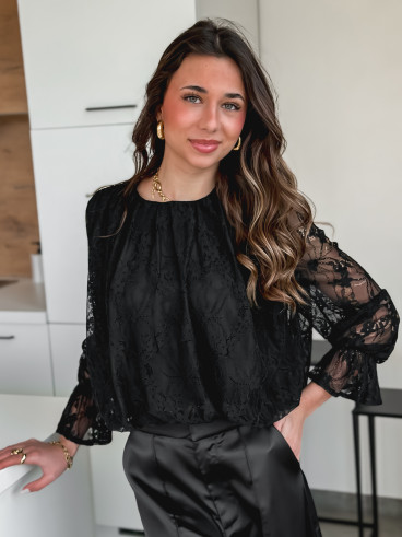 Blouse en dentelle Bérénice - Noir