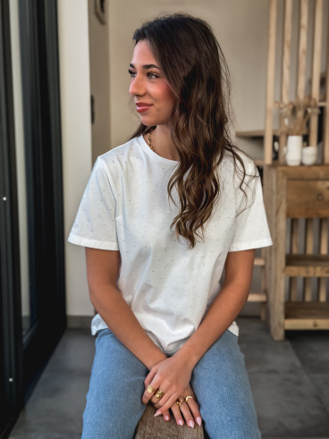 T-shirt à strass Mylane - Blanc
