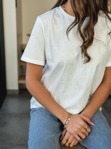 T-shirt à strass Mylane - Blanc