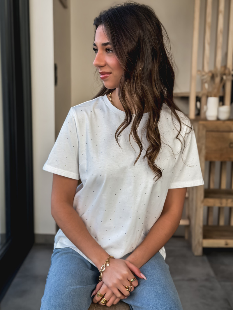 T-shirt à strass Mylane - Blanc
