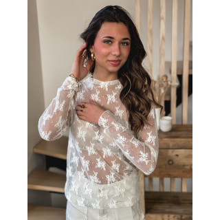 Blouse à motifs Séverine - Blanc