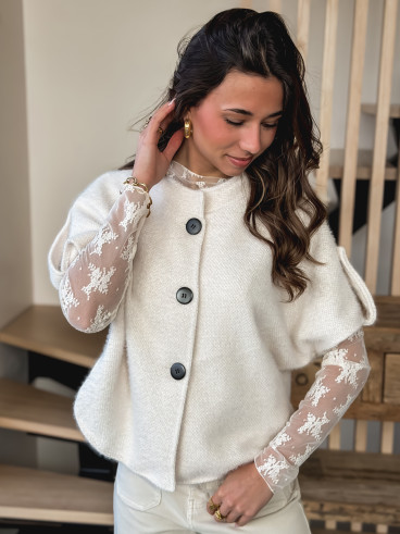 Blouse à motifs Séverine - Blanc Blouse à motifs Séverine - Blanc