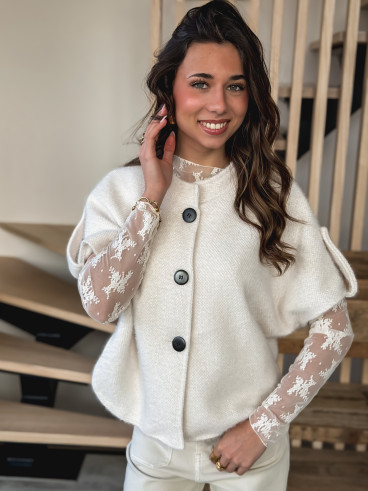 Blouse à motifs Séverine - Blanc Blouse à motifs Séverine - Blanc